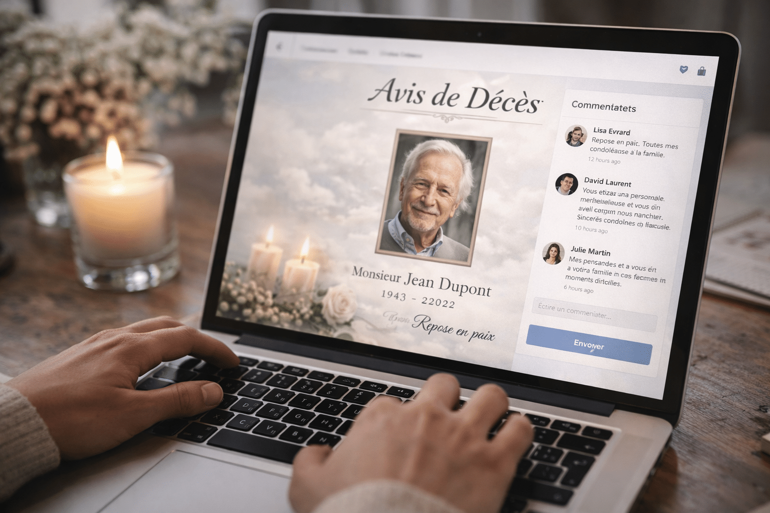 Le mémorial en ligne : créer une page hommage, gérer messages de condoléances, et organiser la mémoire numérique d’un proche disparu avec discernement.