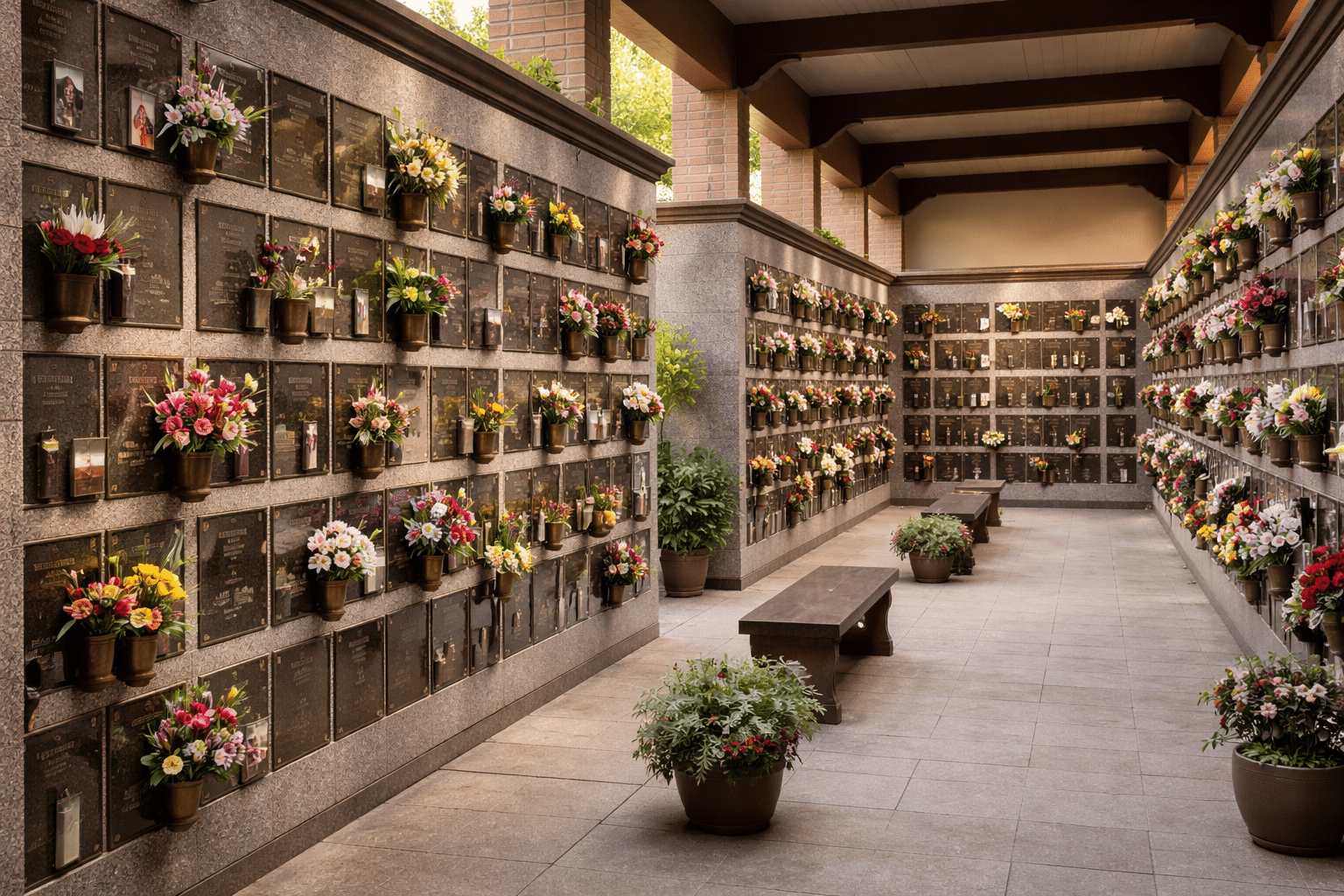 Le columbarium et la cavurne : différences, choix d’emplacement pour l’urne, coûts et démarches en mairie pour un espace cinéraire adapté.